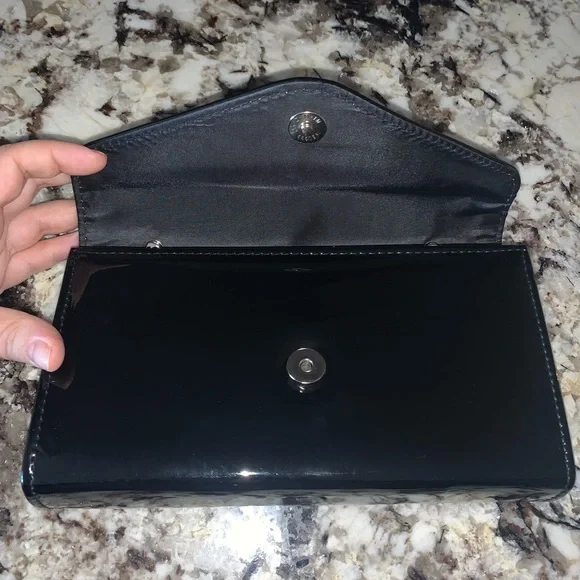 NEW Black Patent Evening Clutch - Picture 3 of 10